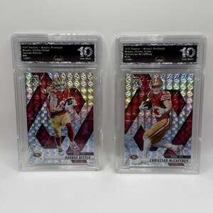 George Kittle & Christian McCaffrey Silver Mosaic 49ers NFL Graded 10 Gem Mint